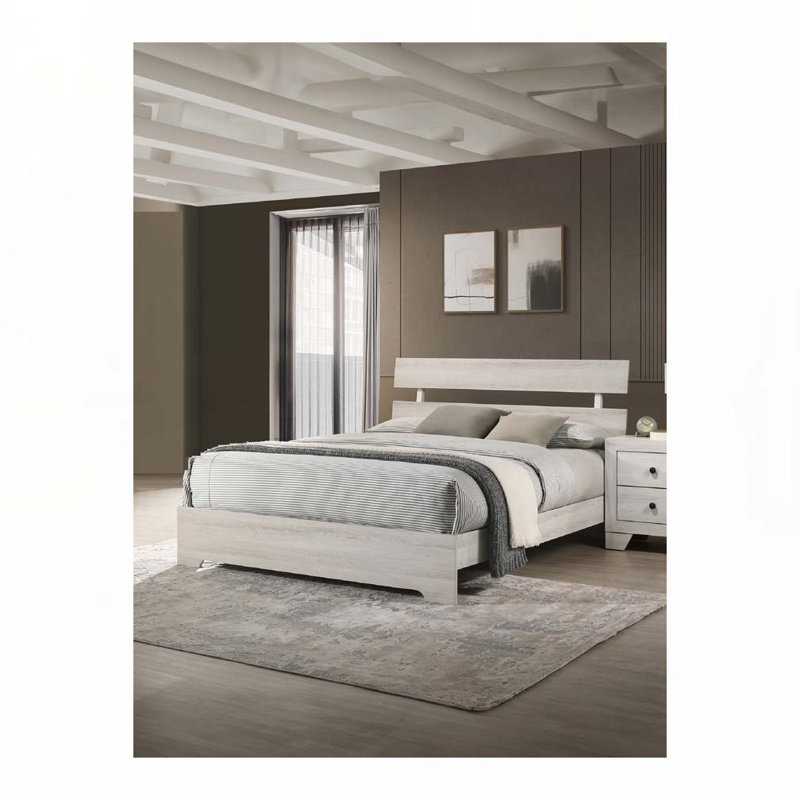 Low-profile Platform Bed, White Washed, King