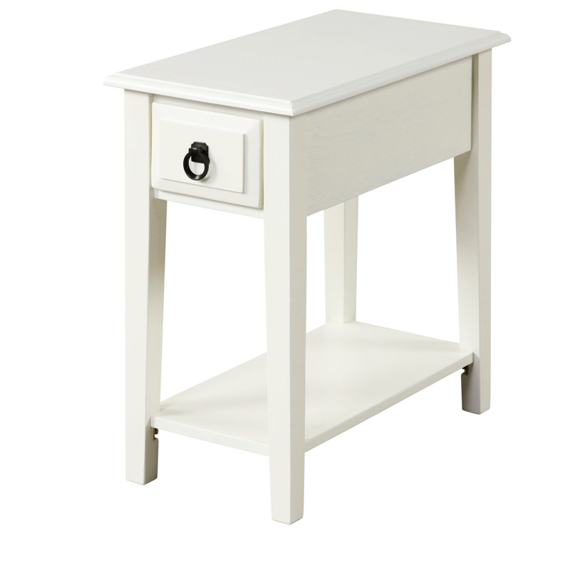 White 1-Drawer Accent Table With Shelf