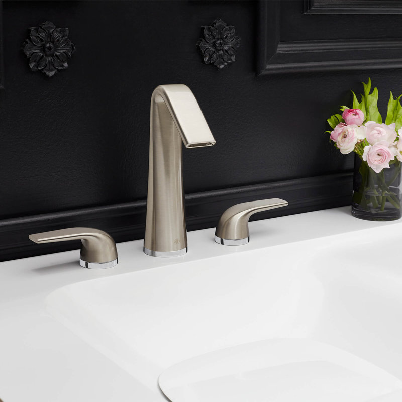 Modulus Widespread Bathroom Faucet with Drain Assembly, Platinum Nickel