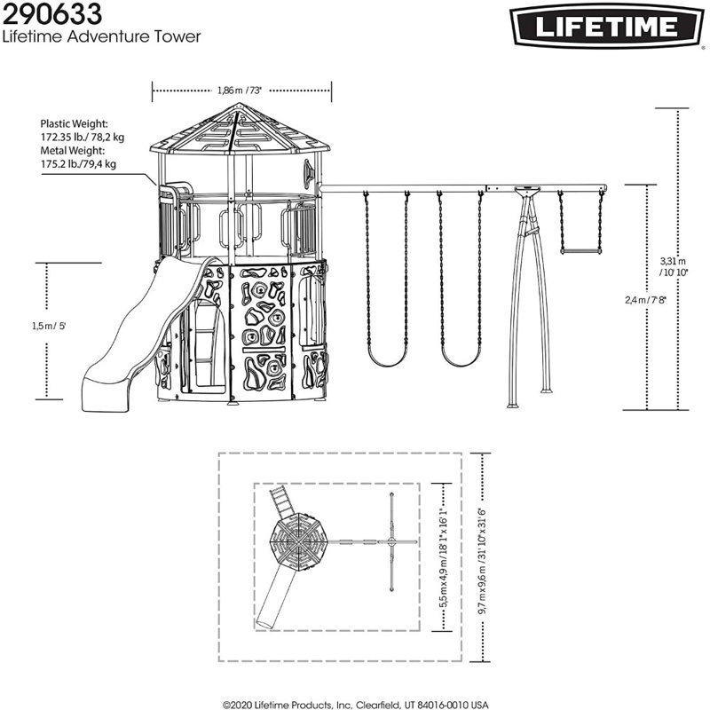 Lifetime Green and Tan Adventure Tower Swing Set with Slide