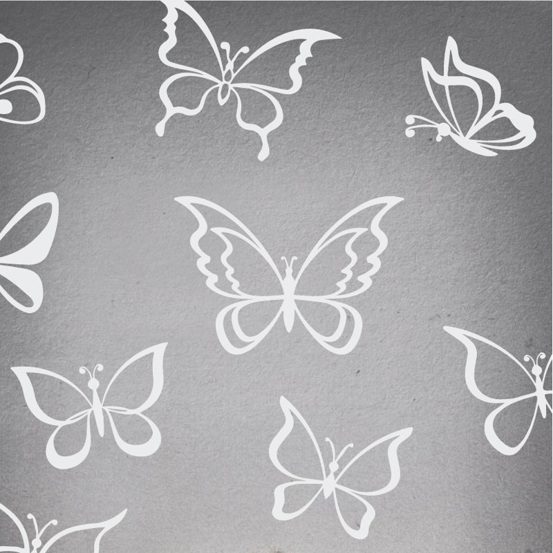 Adhésif décoratif papillon, H 24 po x l 25 po x P 0,01 po, Blanc