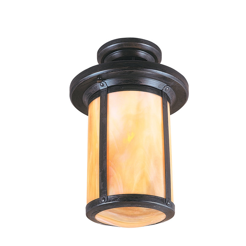 Berkeley 1 - Light Semi Flush Mount, Satin Black, Gold White Iridescent