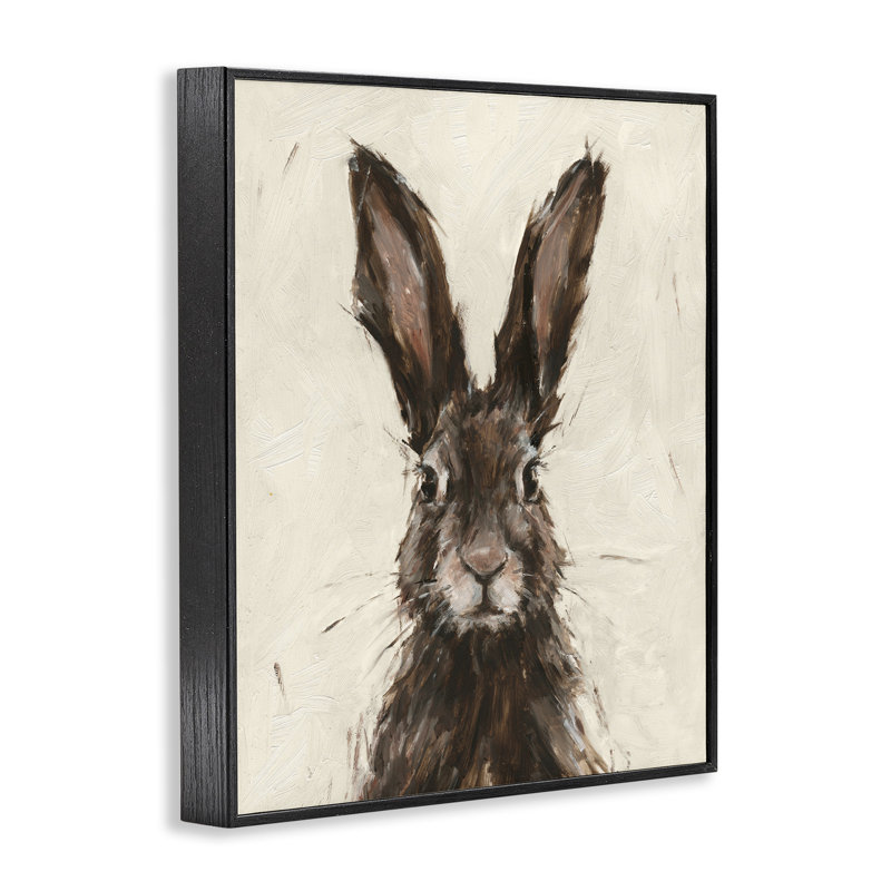 «Brown / Beige European Rabbit Hare Portrait» par Ethan Harper, reproduction d'art graphique, Giclée encadrée noir minuit