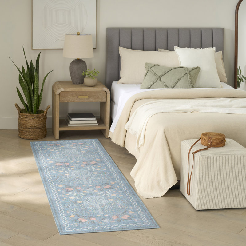 Nourison Botanical Washables 2' x 6' Grey Multicolor Modern Indoor Rug, Runner 2' x 6', Multicolor Grey