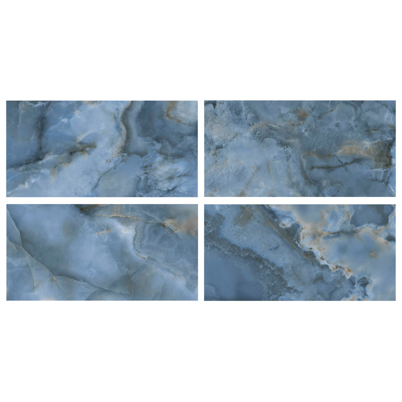 Calla Onyx 24" x 47" Porcelain Marble Look Wall & Floor Tile (15.49 Sq. Ft. / case), Blue