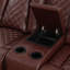 Causeuse inclinable en similicuir respirant rouge bourgogne avec console de rangement, porte-gobelets, port USB et base DEL-799363981