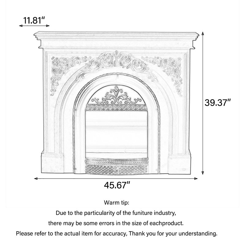 Foyer électrique fonctionnel, manteau de cheminée décoratif, Blanc
