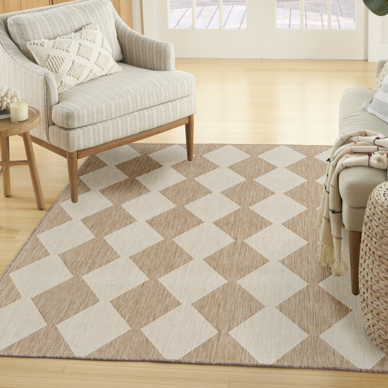 Tapis intérieur / extérieur rectangulaire Positano, Rectangle 6 pi x 9 pi, Tanné