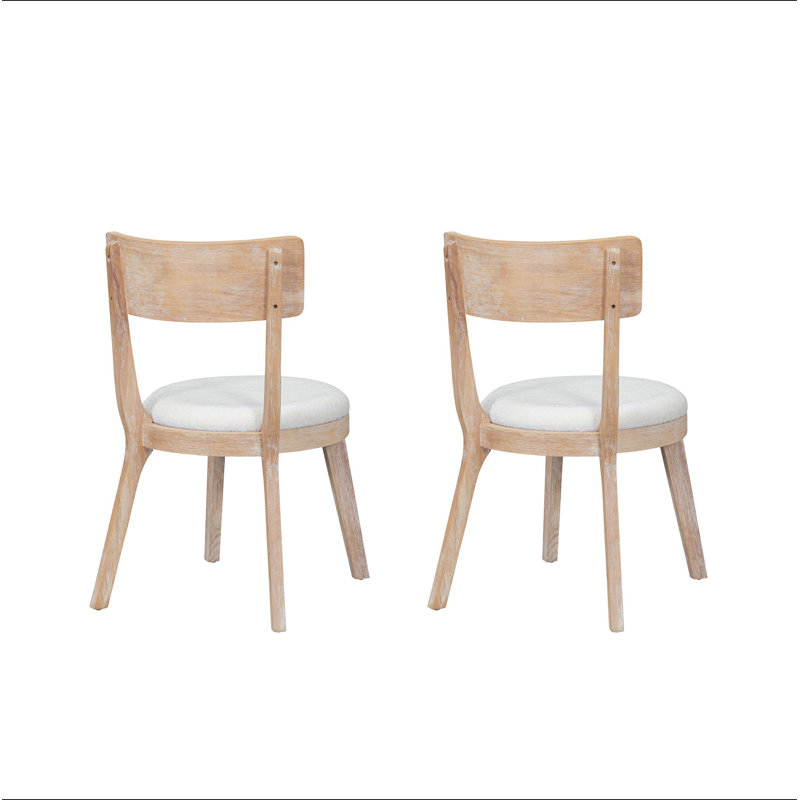 Ensemble de 2 chaises de salle à manger rembourrées modernes, bois d'hévéa