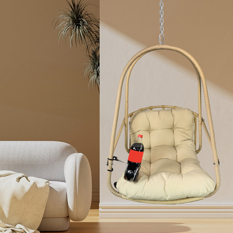 Fauteuil pivotant avec support pour l'intérieur et l'extérieur, Beige, Beige
