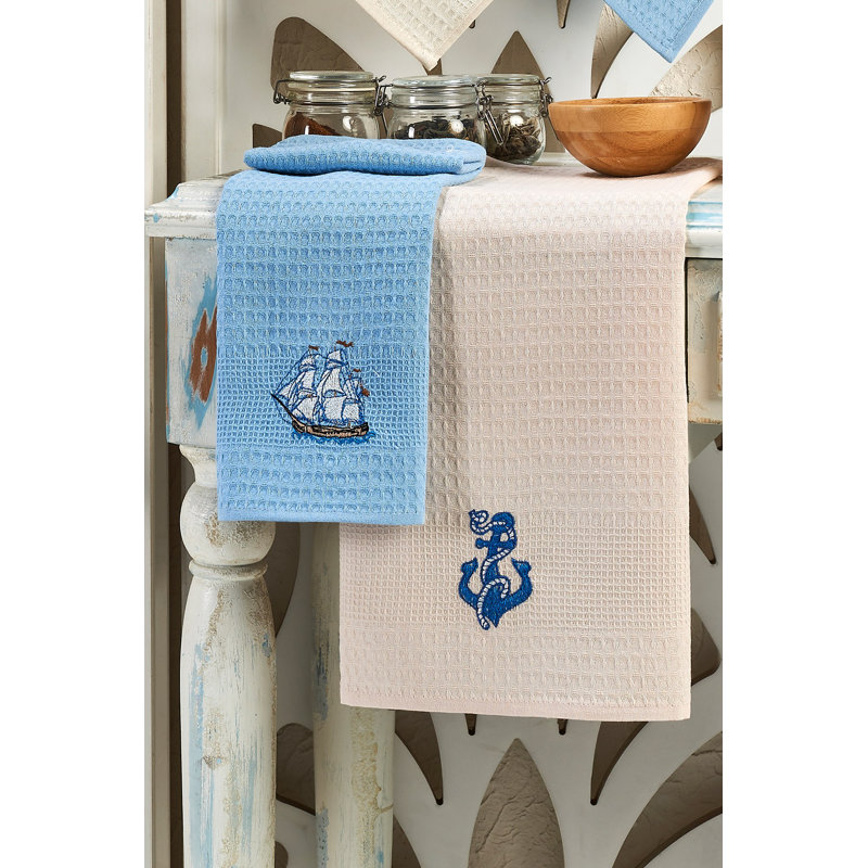 Ensemble de serviettes de cuisine de qualité supérieure (6 pièces), 100% coton, 15,7 po x 23,6 po | Motif brodé, lavable à la machine à 86 ° F, repassable | Doux, absorbant, parfait pour la cuisine et la salle à manger | Durable et élégant pour la maison