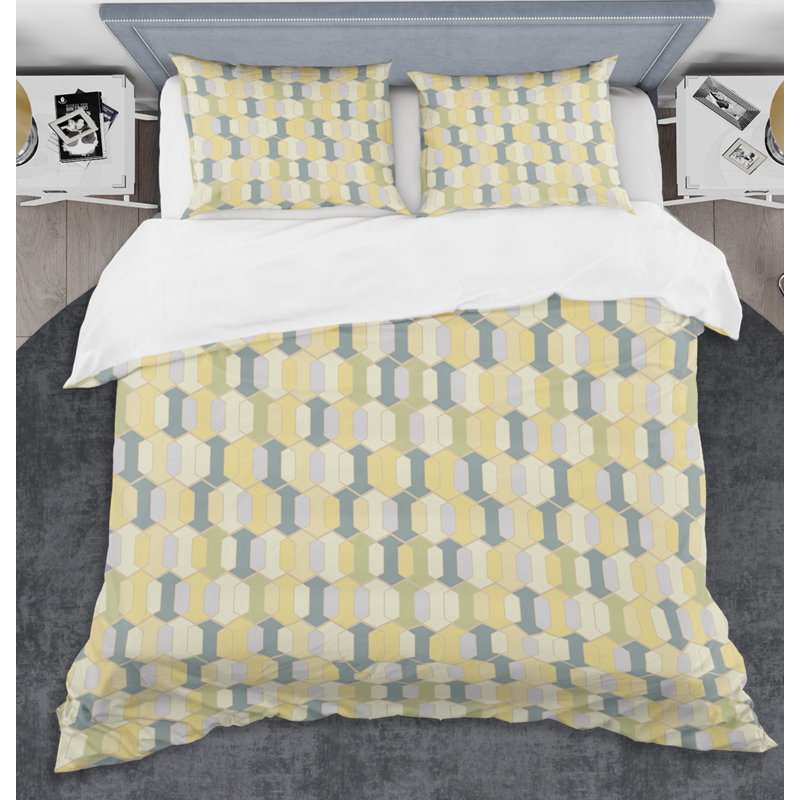 Ensemble de housse de couette abstrait de style mid-century ii, Housse simple + 1 taie décorative
