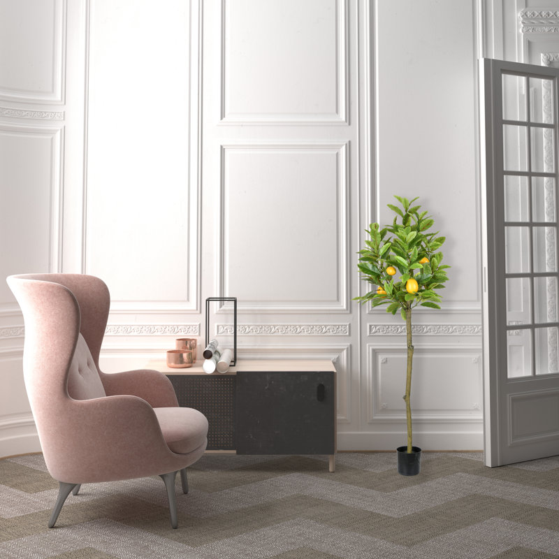 Artificial Potted Lemon Tree, 55" H x 22" W x 22" D
