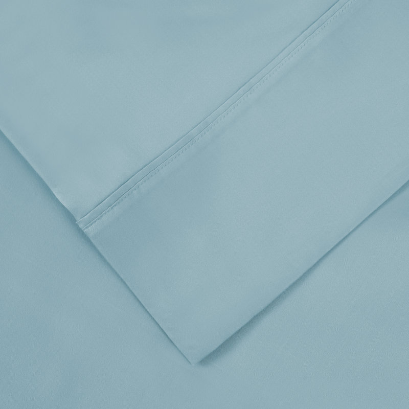 Solid 1000-Thread Count Tencel-Blend Wrinkle-Resistant Pillowcase Set, Blue, Standard
