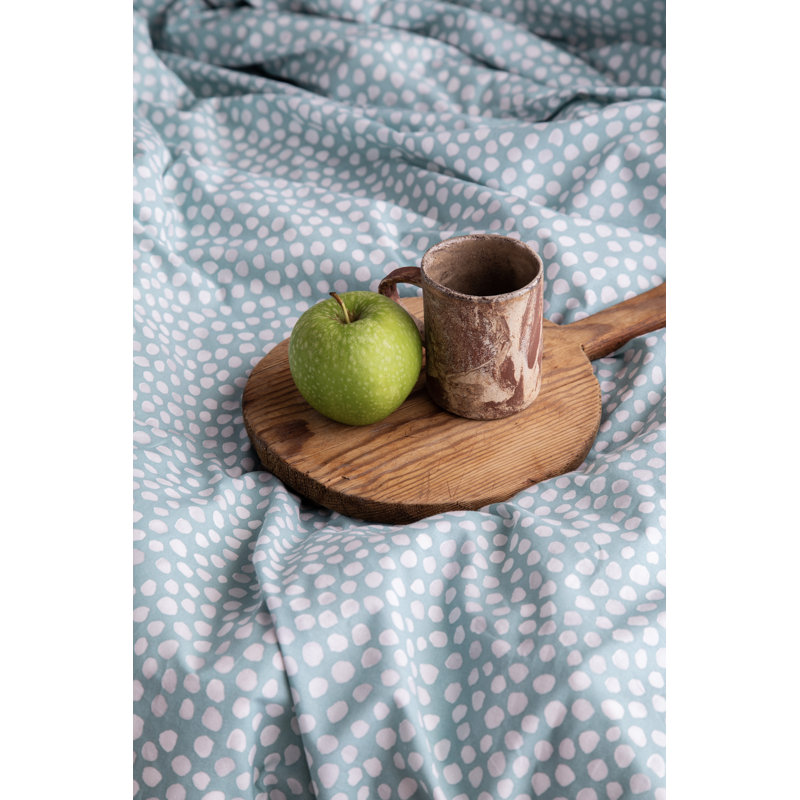 Cotton Duvet Cover with Pillowcases, Blue, Polka Dots, Double - 2 Standard Pillowcases