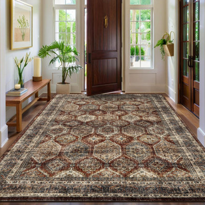 Tapis lavable rétro pour couloir, salle à manger et salon