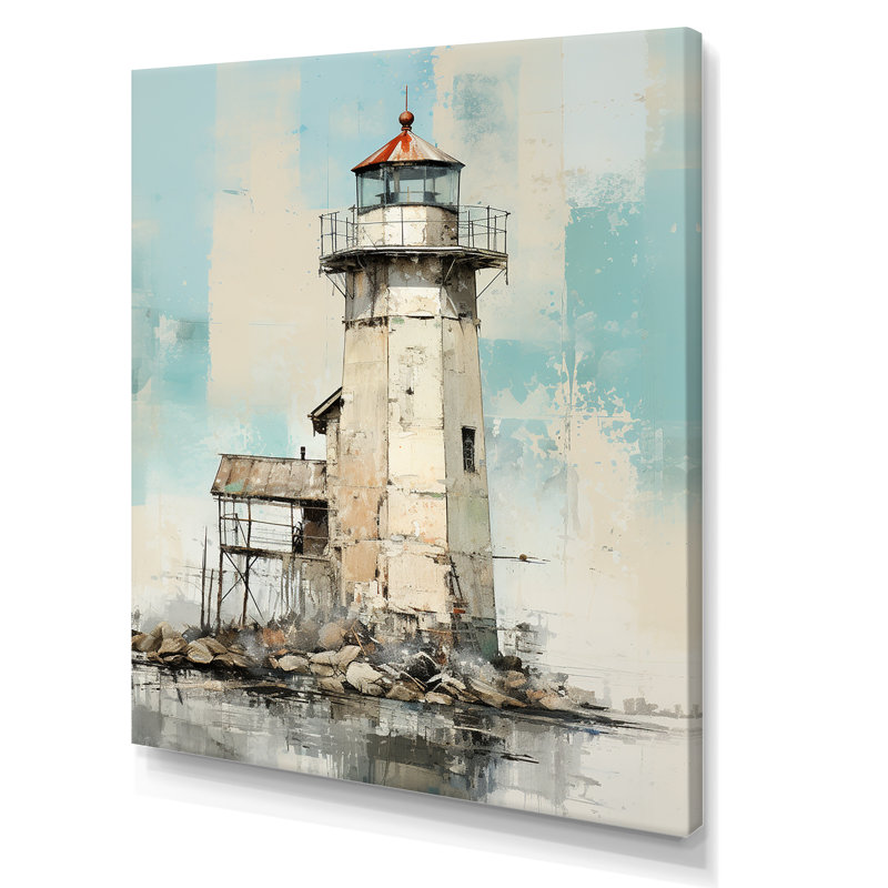 Phare côtier gris minimal, Toile tendue, H 32 po x l 16 po x P 1 po