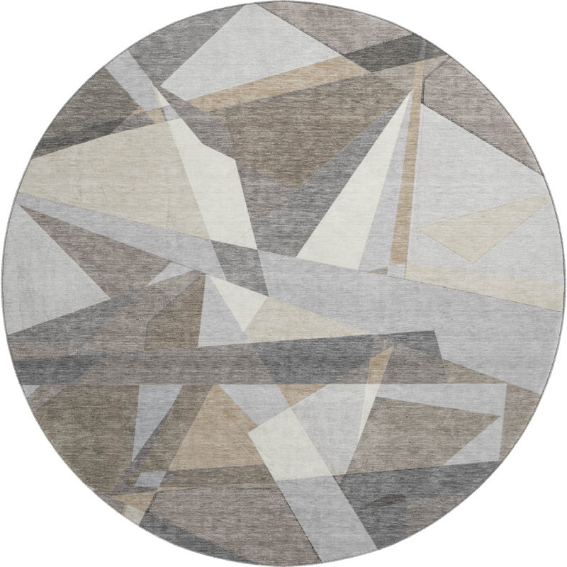 Tapis géométrique Premium lavable à la machine Harjo AMF1609, Rond 8 pi
