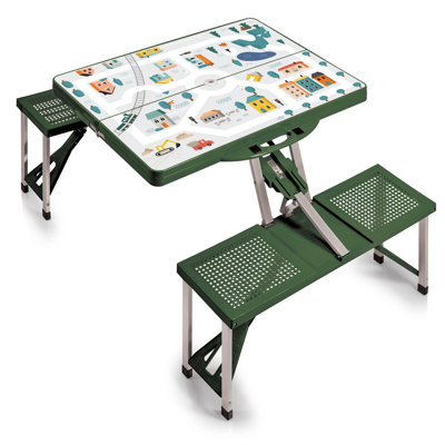 Folding Picnic Table - Camping Table - Outdoor Table with Umbrella Hole Talarisha by Arlmont & Co.
