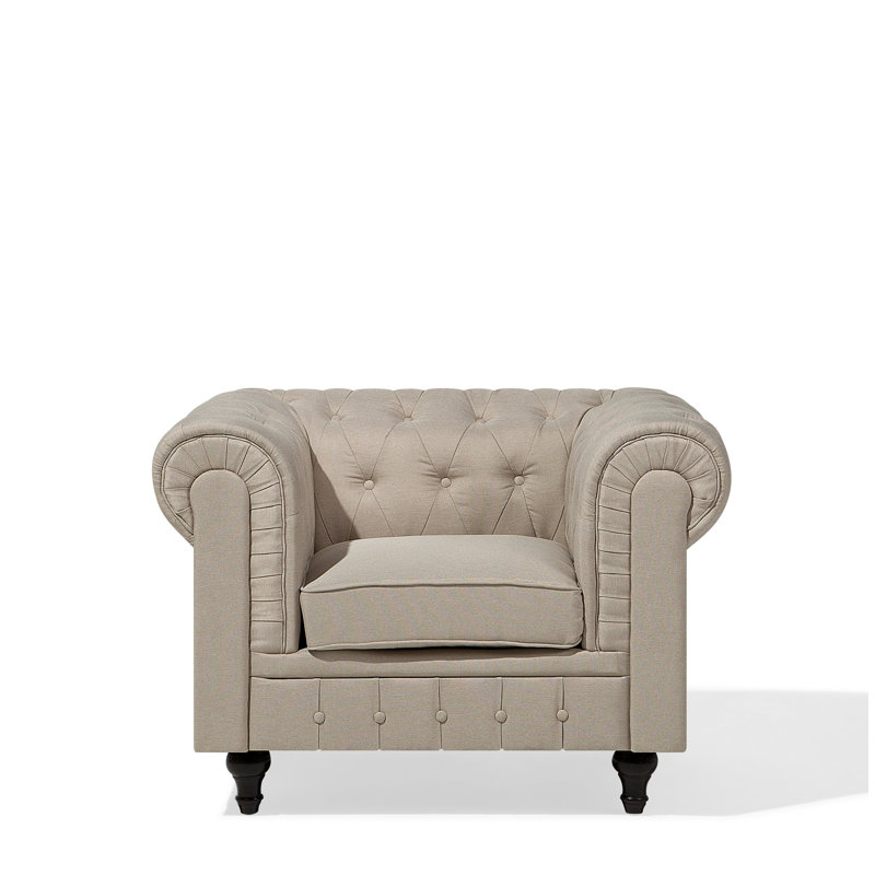 Lefever Upholstered Chesterfield Chair, Beige