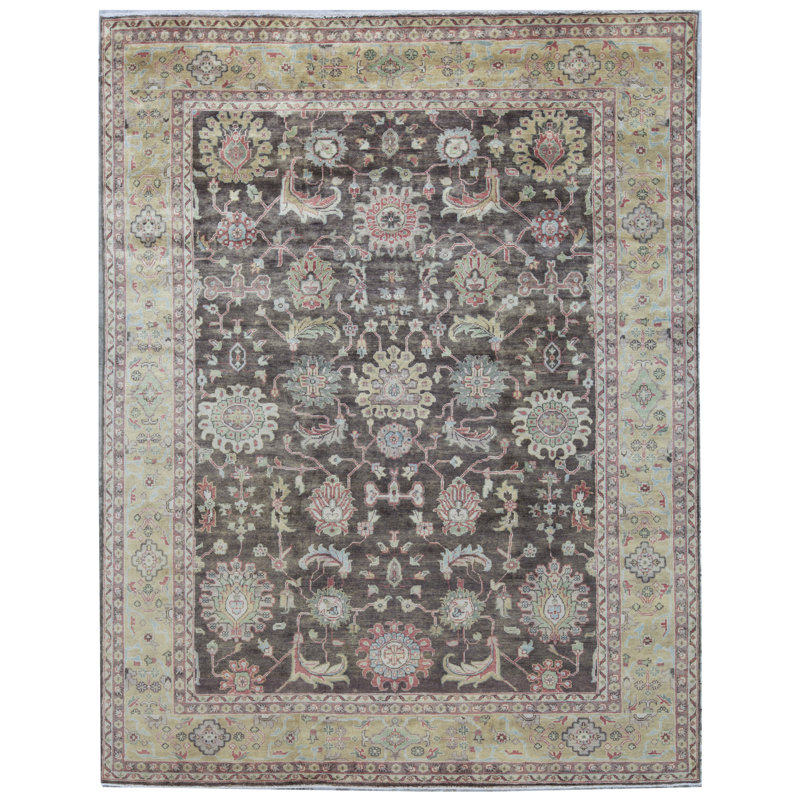 Tapis brun et doré de haute qualité noué à la main