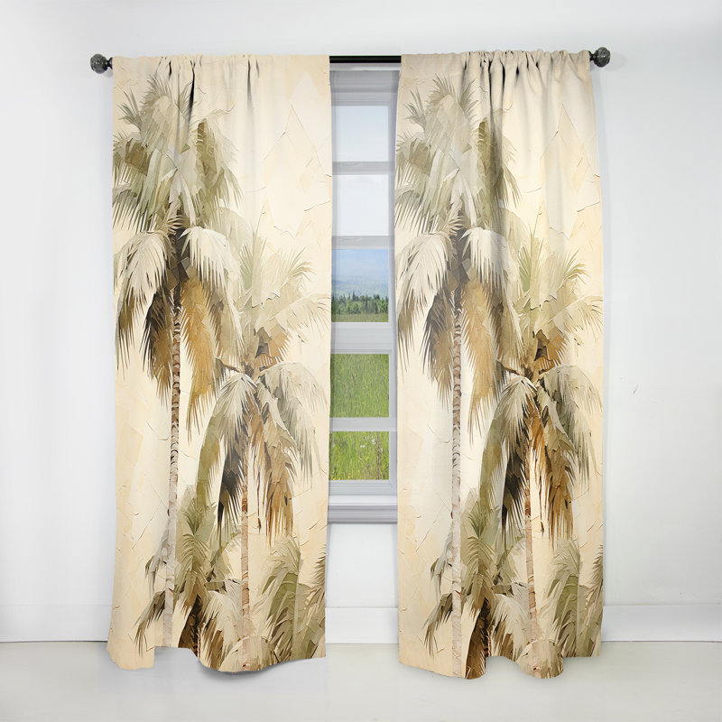 Palmier Desert Oasis IV - Rideau en velours traditionnel - obscurcissant - 1 panneau, L 52 po x L 84 po