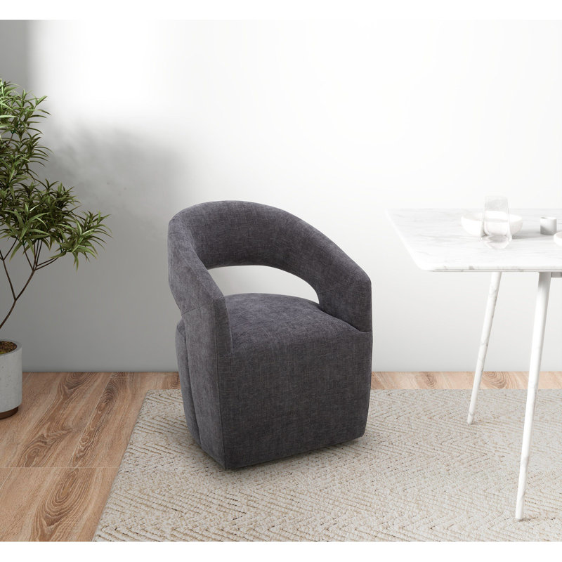Alaijah Upholstered Swivel Armchair, Dark Grey Polyester