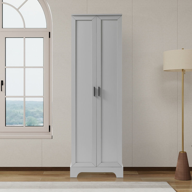 Storage Cabinet With Two Doors, Adjustable Shelf, Mdf Board - Ideal For Bathroom & Office Organization, Gray