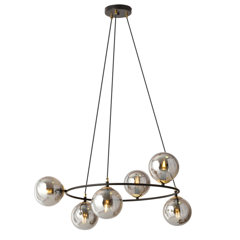 Odin 6 - Light Waggon Wheel Chandelier, Graphite
