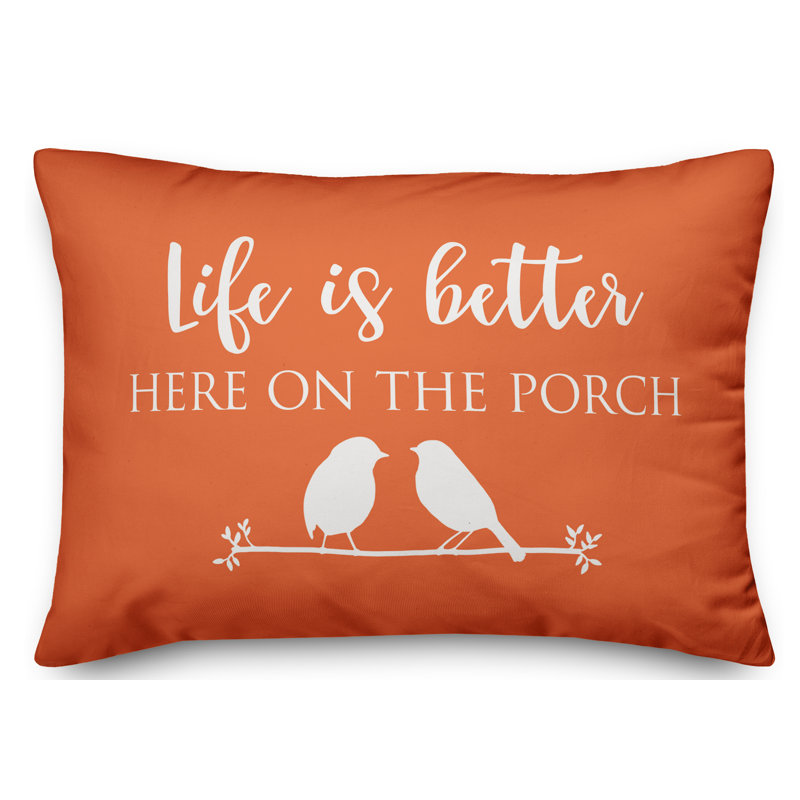 Textual Outdoor Reversible Throw Pillow, Orange