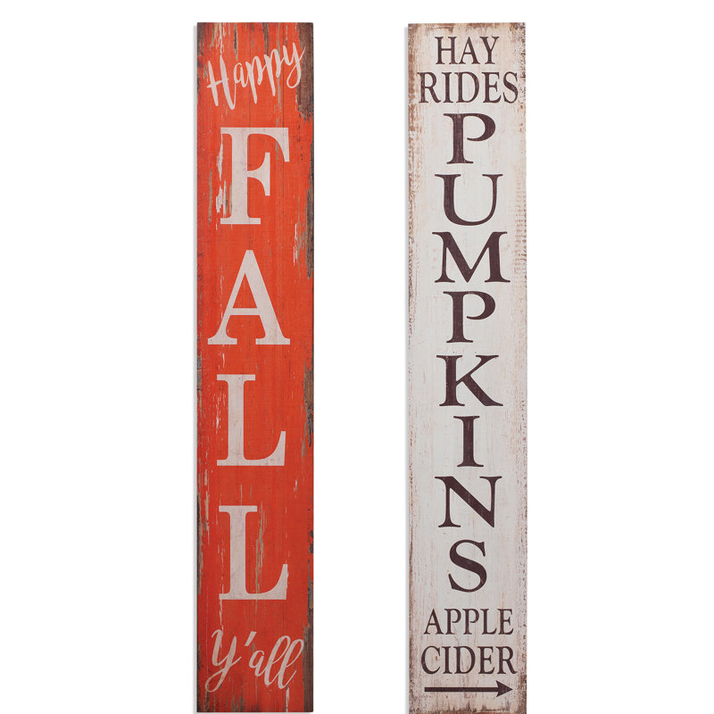 Set of 2 Tall Wood Harvest Porch Signs