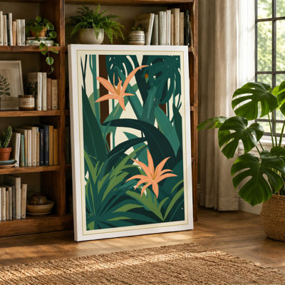 Teal Garden Blooms Botanical - Wrapped Canvas