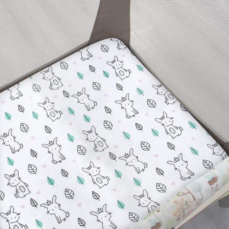 Pack And Play Sheets 2 Pack Mini Crib Sheets Stretchy Playard Fitted Sheet Compatible With Graco Pack N Play Soft And Breathable Material Stars & Bunny