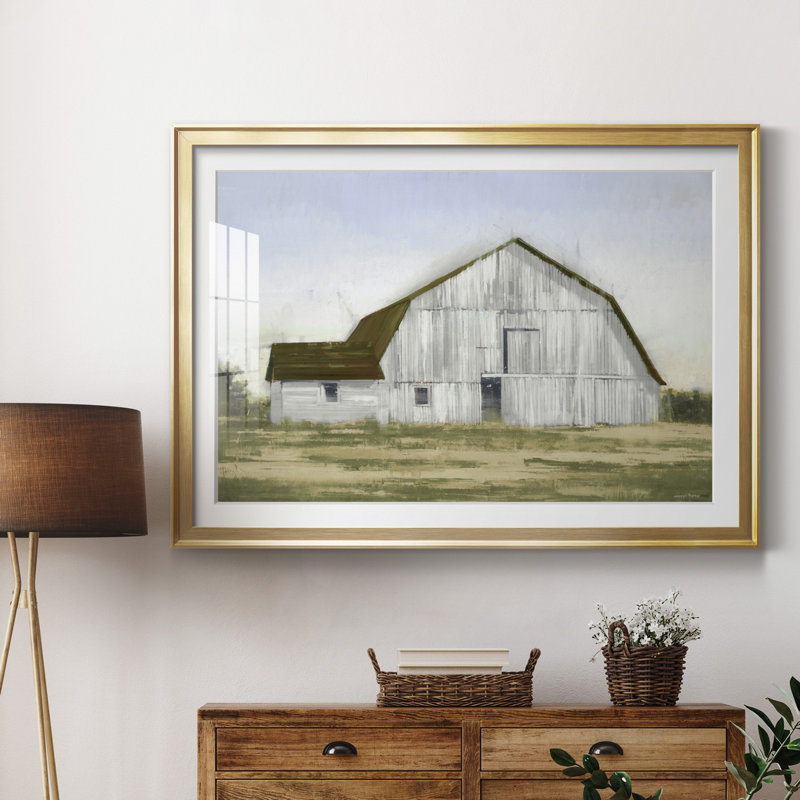 " BARN II ", 30.5" H x 42.5" W x 1.5" D, Gold Framed, Yes