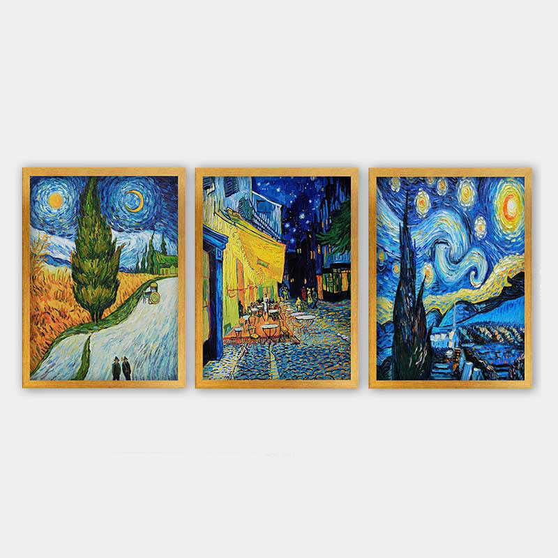 Superbe ensemble de peintures décoratives encadrées (3 pièces) de 21,7 po x 29,5 po chacune | Cadre 100% bois avec polystyrène de 0,8 pouce | Impression numérique UV | Parfait pour la décoration murale de salon, de bureau et de galerie