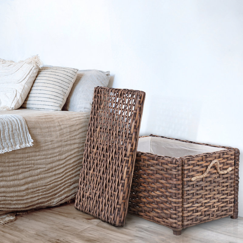 Jacob Hand-Woven Wicker Storage Trunk, Dark Brown Wash