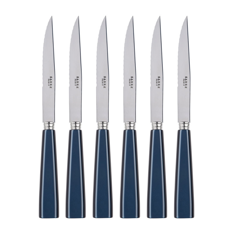 Icone 6 - Piece Stainless Steel Steak Knife Set, Steel Blue
