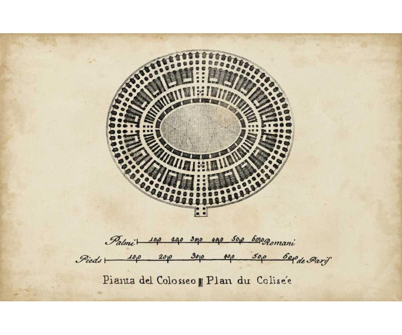 «Red Barrel Studio® Inconnu», art sur toile «Plan for the Colosseum», H 28 po x l 40 po