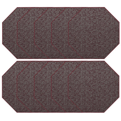 Ensemble de tapis intérieur / extérieur en nylon touffeté à la machine géométrique bourgogne