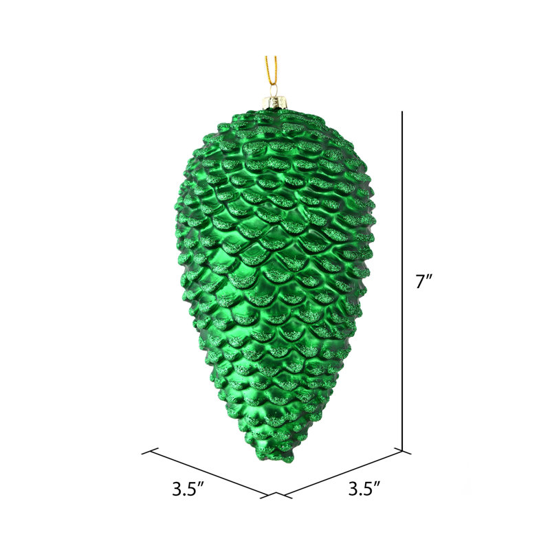 Ornement de Noël pomme de pin mat scintillant, Vert