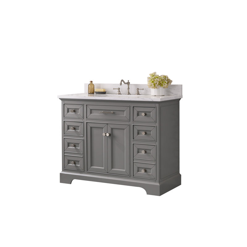 Thompson 42" W Single Bathroom Vanity, Gray/Brushed Nickel