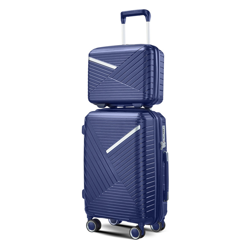 Ensembles de valises 4 pièces, valise légère extensible avec 4 roulettes doubles à 360 degrés Mute, Bleu