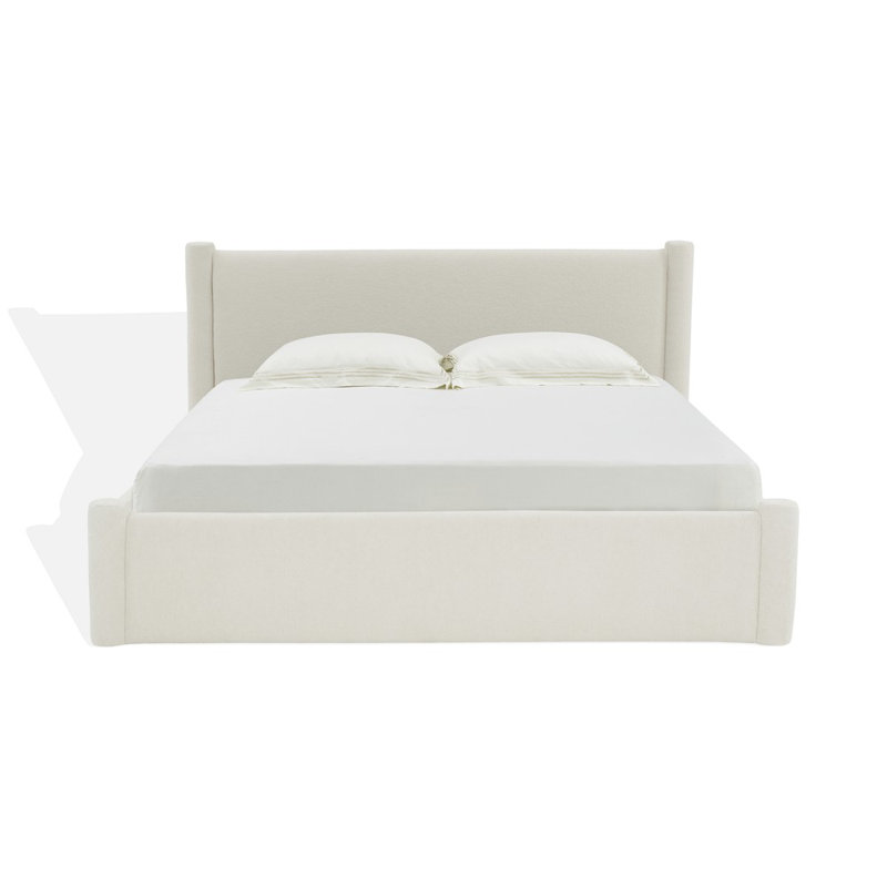 Dart Upholstered Bed, Queen, White