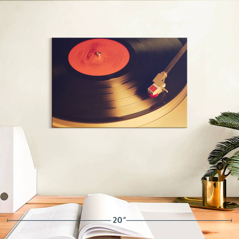 Joueur de vinyle rétro, H 8 po x l 12 po