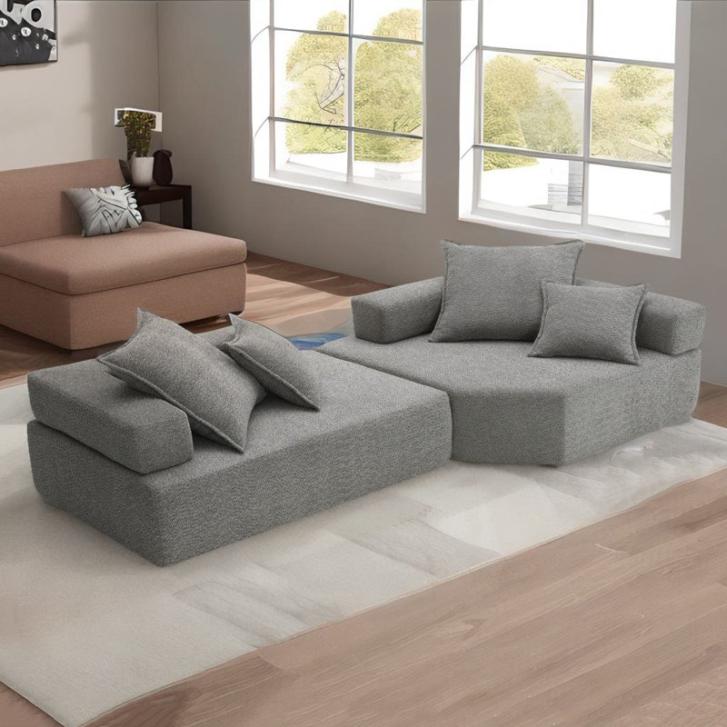 Ermajean Boneless 103.5'' Modular Sofa, Gray Fabric