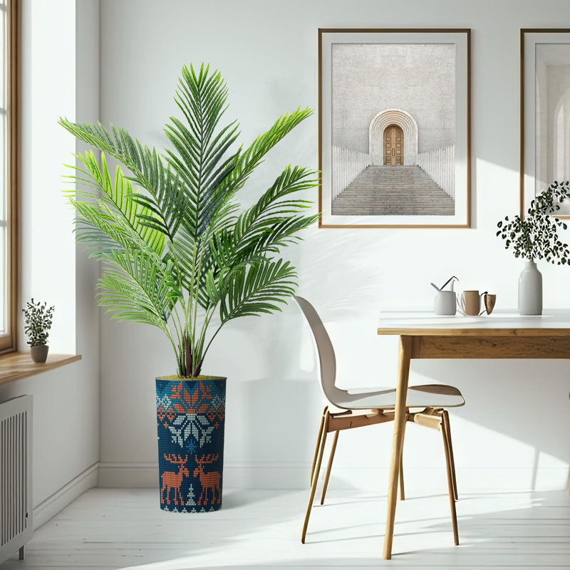 Arbre artificiel en pot, arbre de soie artificiel Areca, Bleu, H 57 po x l 13 po x P 13 po