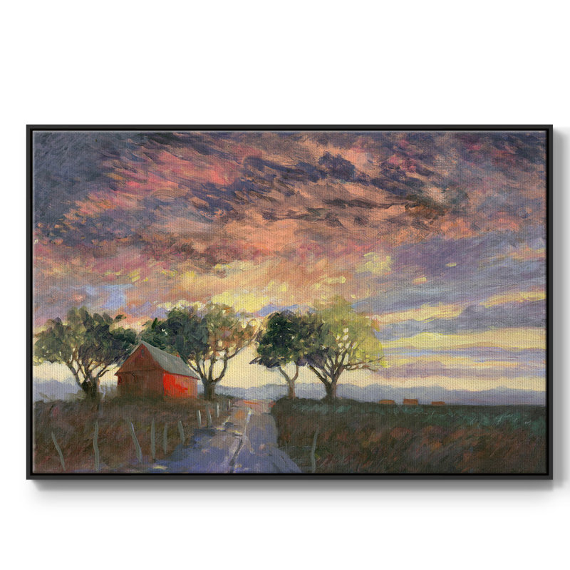Feu dans le ciel, reproduction sur toile, H 25 po x l 37 po x P 2 po, Noir