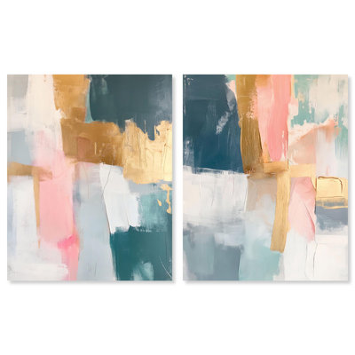Ensemble de 2 décorations murales Golden Tranquility par Art Remedy, 24 x 30
