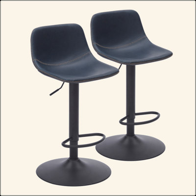 Adjustable Bar Stools Set Of 2, Mid Century Modern Swivel Bar Stools, Industrial Bar Height Stools With Back Support Counter Height Bar Chairs Pu Leather Bar Stool For Kitchen Island Rustic Barstools