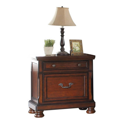 Traditional Formal Look 1Pc Nightstand Storage Space Bedside Table Plywood Veneer Bedroom Furniture